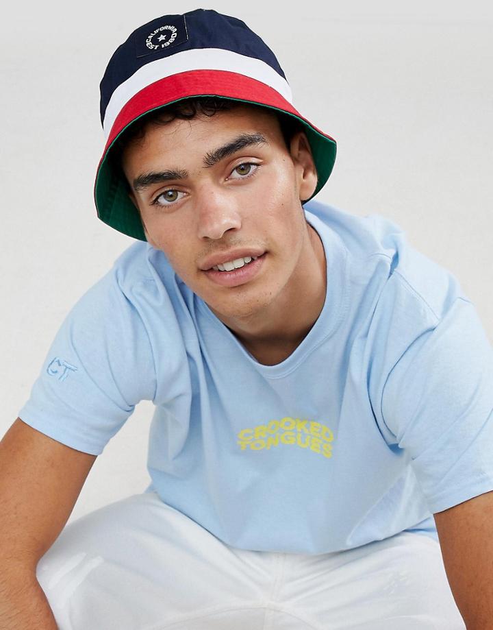 Asos Design Bucket Hat In Color Block Design - Multi