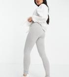 Asos Design Petite Cotton Legging In Gray Heather-grey