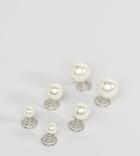 Asos Pack Of 6 Pearl Hair Spinners - Silver