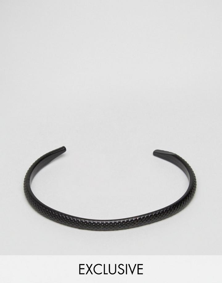 Designb Textured Cuff Bangle Bracelet In Black - Black