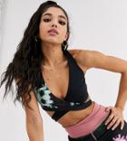 Wolf & Whistle Tie Dye Cross Over Top In Black