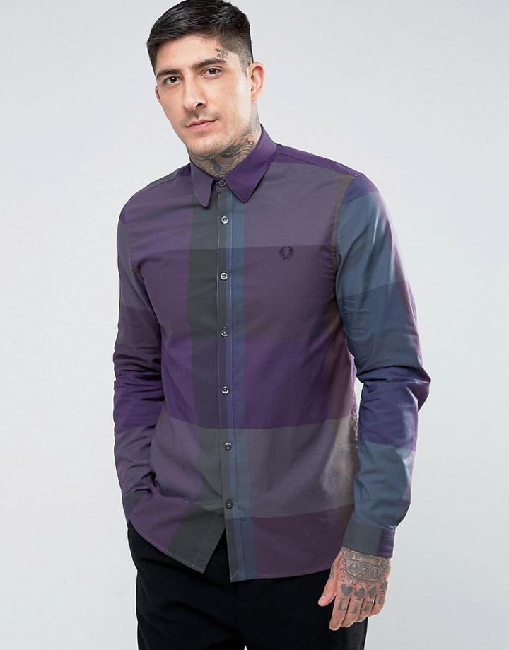 Fred Perry Enlarged Gingham Shirt In Blue - Blue