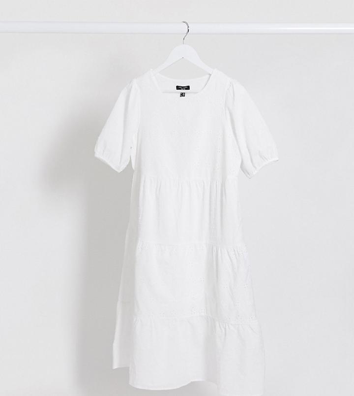 New Look Petite Broderie Tiered Dress In White