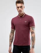 Fred Perry Laurel Wreath Polo Single Tipped M2 Pique In Aubergine/champagne - Purple
