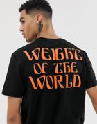 Asos Design Relaxed T-shirt With Weight Of The World Back Print - Black