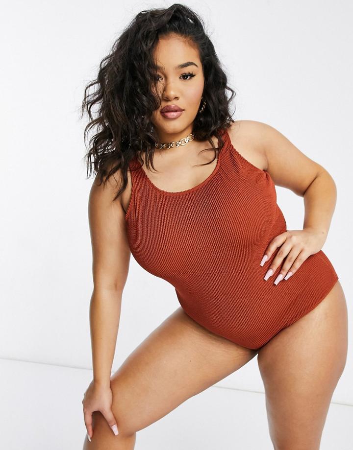 Monki Swimsuit In Orange