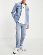 Pull & Bear Vintage Straight Leg Jeans In Light Blue