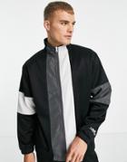 Topman Set Color Block Track Jacket In Black