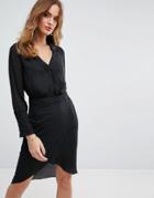 Sisley Wrap Shirt Dress - Black