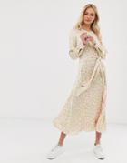 Ghost Mindy Twisted Front Cheetah Print Midi Dress-green
