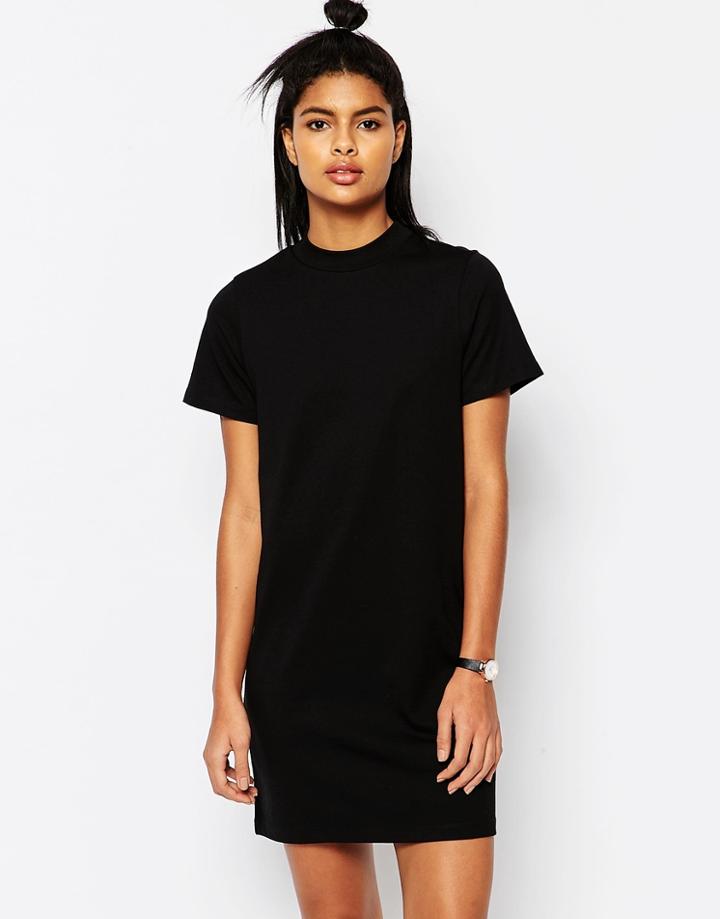Asos T-shirt Dress With High Neck - Black