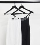New Look Maternity 2-pack Nursing Wrap Cami Tops In Black & White-multi