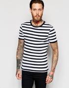Asos Extreme Muscle T-shirt In Stripe Rib With Scoop Neck