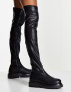 Truffle Collection Chunky Stretch Over The Knee Boots In Black