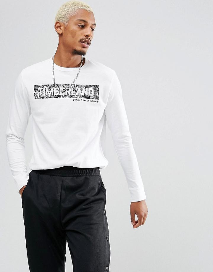 Timberland Long Sleeve Top With Reflective Front Logo In White - White