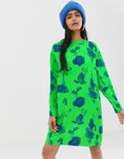 Weekday Shirt Dress With Fruit Plant Print In Green - Green