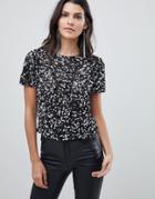 Asos T-shirt With Sequin Embellishment - Black