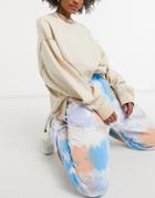 Vintage Supply Relaxed Sweatpants In Tie-dye Co-ord-purple