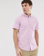 Farah Steen Slim Fit Short Sleeve Textured Shirt Lilac - Purple