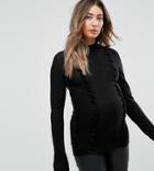 Asos Maternity Sweater With Frill And Pointelle Detail - Black