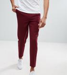 Asos Tall Tapered Smart Pants With Pleats In Burgundy Cross Hatch Nep - Red