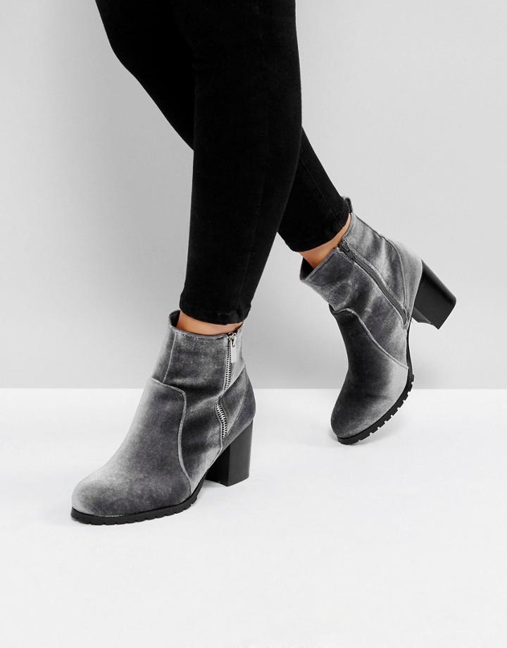 Head Over Heels By Dune Pipaa Velvet Boots - Gray