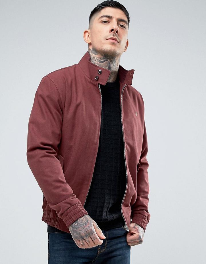Farah Mcgregor Harrington Jacket In Burgundy - Red