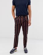 Asos Design Cigarette Pants In Stripe-navy