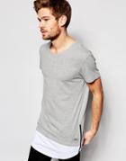 Esprit T-shirt With Cut & Sew Hem - Gray