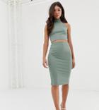 Missguided Two-piece Ribbed Midi Skirt In Green - Green
