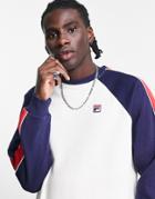 Fila Colour Blocked Sweatshirt In Ecru & Navy