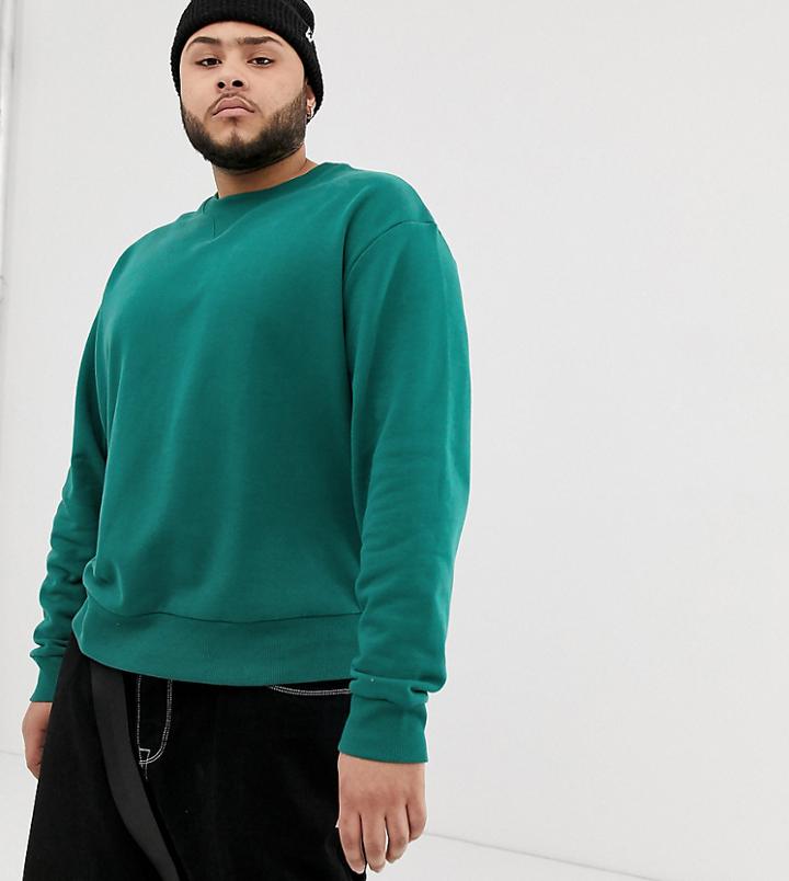 Collusion Plus Sweatshirt In Dark Green - Brown