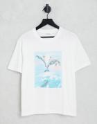 Monki Tovi Tee With Dolphin Print In White