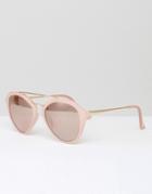 Southbeach Cateye Sunglasses In Pink With Gold Brow Bar - Pink
