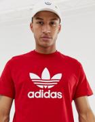 Adidas Originals Trefoil T-shirt In Red - Red