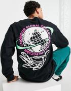 Hnr Ldn Globe Long Sleeve T-shirt In Black