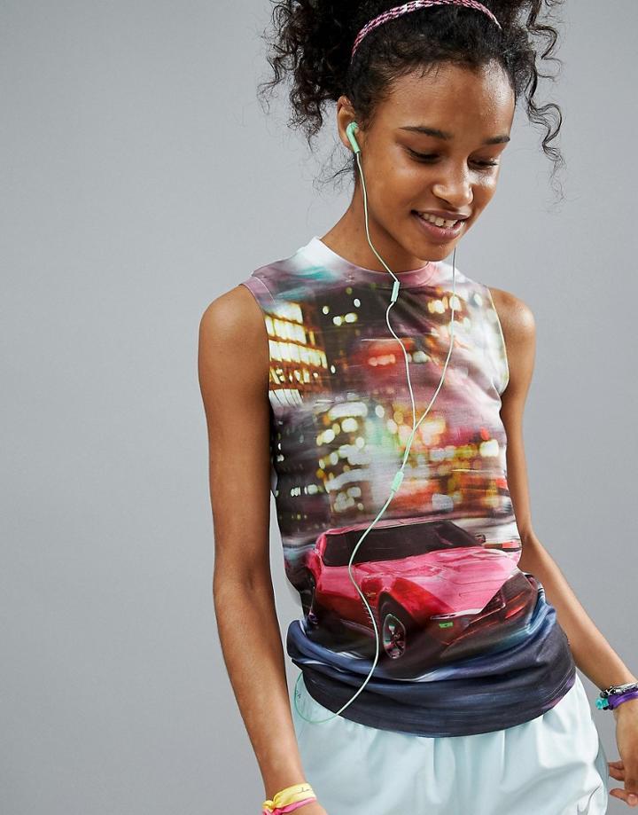 Asos 4505 Tank Top With As Fast As A Race Car Print - Multi