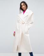 Asos Belted 80's Coat With Batwing Sleeve - Pink