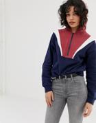 Pull & Bear Pacific Half Zip Sweatshirt In Multi Color Block - Purple