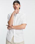 Only & Sons Short Sleeve Linen Blend Shirt In White