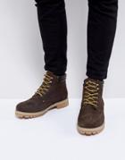 Jack & Jones Nubuck Boots With Warm Lining - Brown