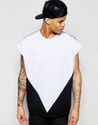 Asos Longline Super Oversized Sleeveless T-shirt With Triangle Cut & Sew Yoke