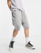 Asos Design Lightweight Jersey Shorts With Drop Crotch In Gray-brown