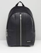 Diesel Leather Backpack In Black - Black