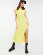 Lost Ink Sleeveless Maxi Knitted Dress In Yellow Rib