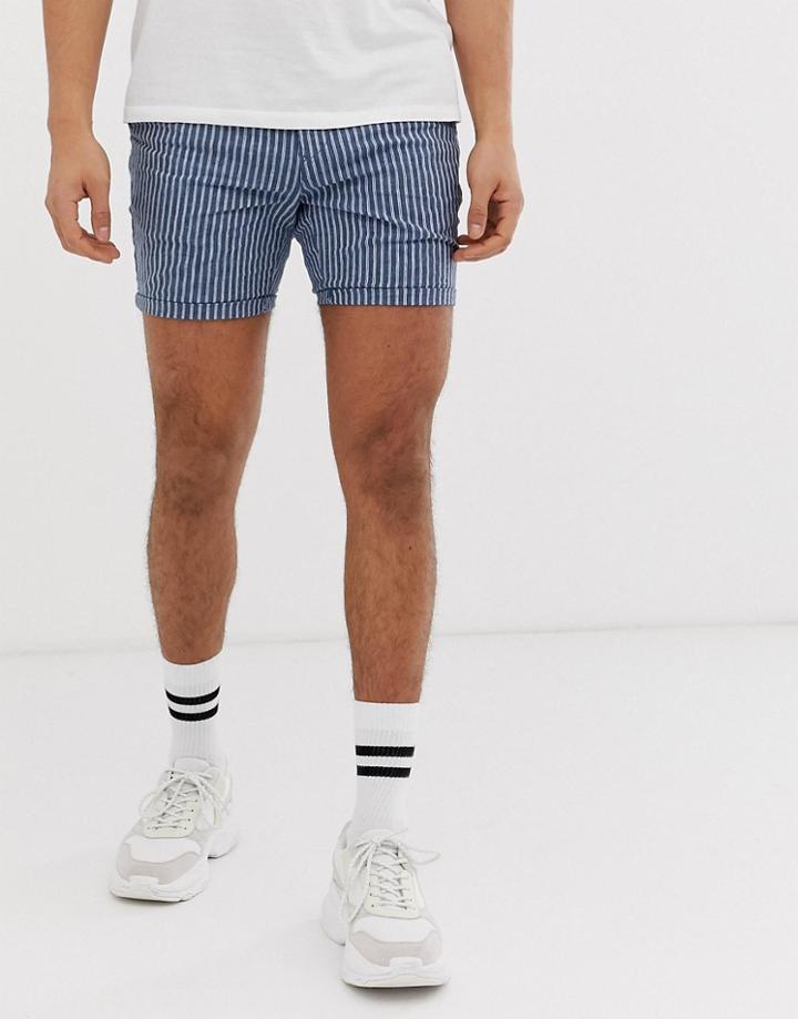 River Island Shorts In Blue Stripe - Blue