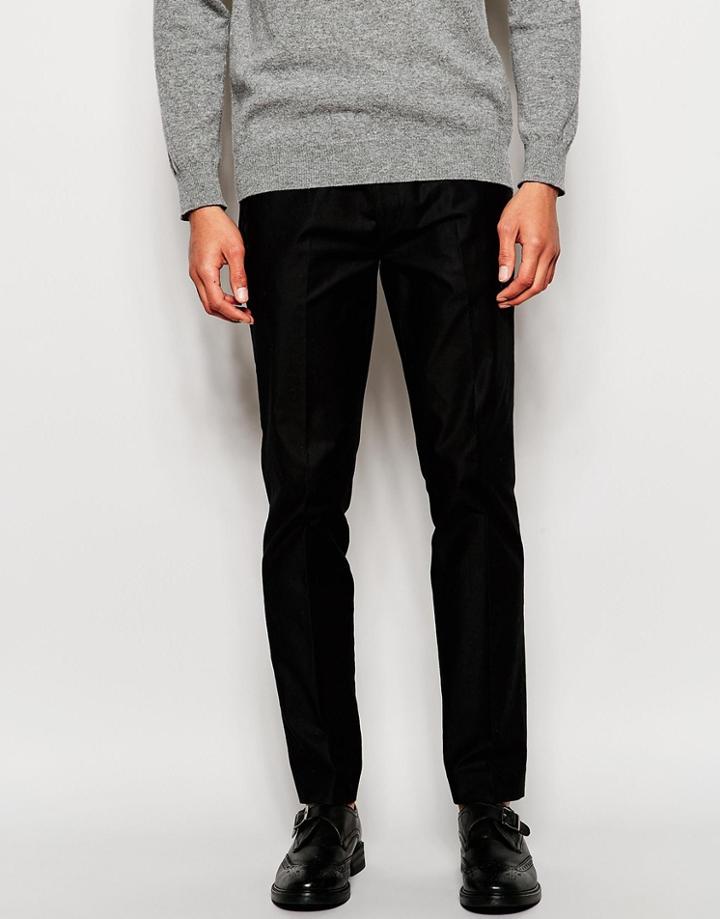 Asos Skinny Smart Chino Trousers In Black - Black