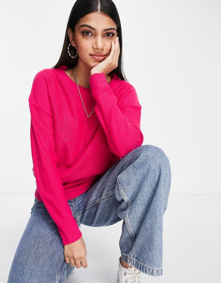 Brave Soul Oversized Grunge Crew Neck Sweater-pink