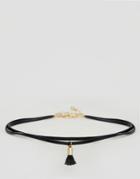 Asos Mini Tassel Choker Necklace - Black
