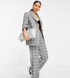 Asos Design Petite Mix & Match Suit Blazer In Gray Check